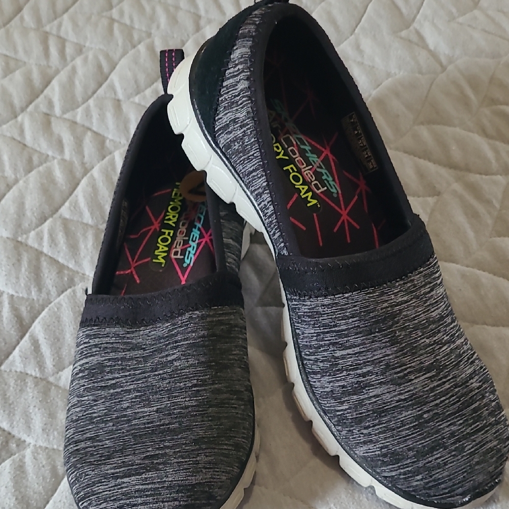 Skechers Black and Gray Slip-On Sneakers